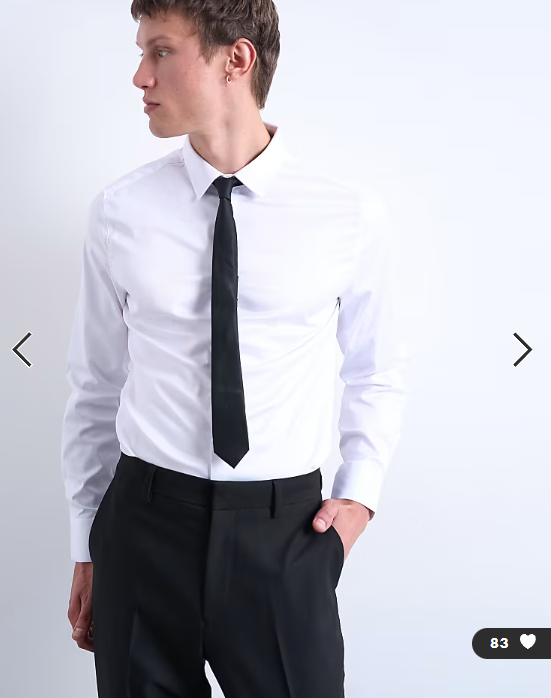 Topman long sleeve formal slim sateen shirt in white