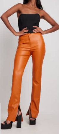 Side Slit Pu Leggings