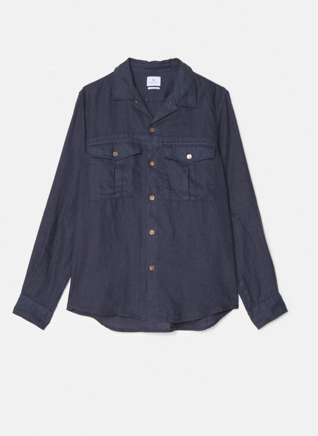 PS PAUL SMITH MENS L/S CASUAL FIT UTILITY - SHIRT - BLUES