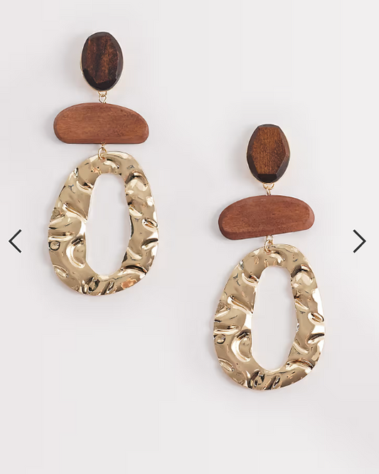 ALDO oaklynn molten drop earring in gold and wood effect
