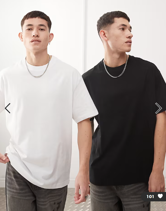 Weekday oversized 2-pack t-shirt in black and white