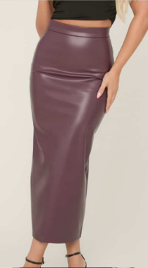 Wine Faux Leather Maxi Pencil Skirt Miley