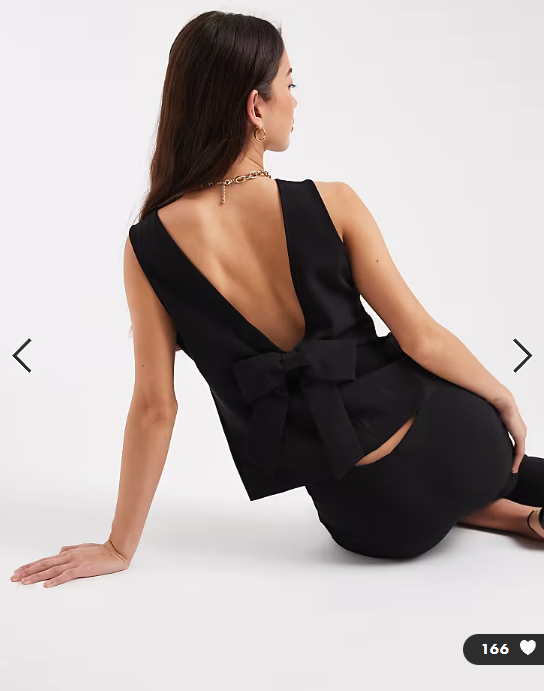 ONLY bow open back top in black