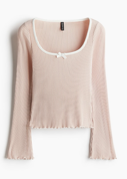H&M - OVERLOCK-DETAIL RIBBED TOP