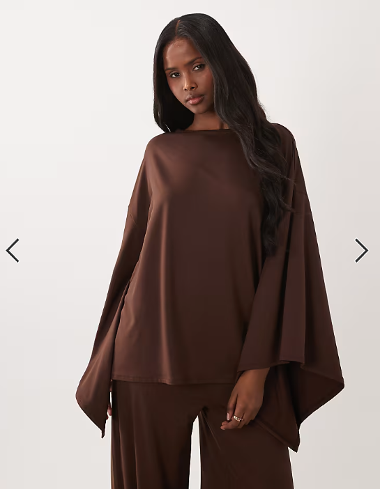 ASOS DESIGN cape style top co-ord in brown