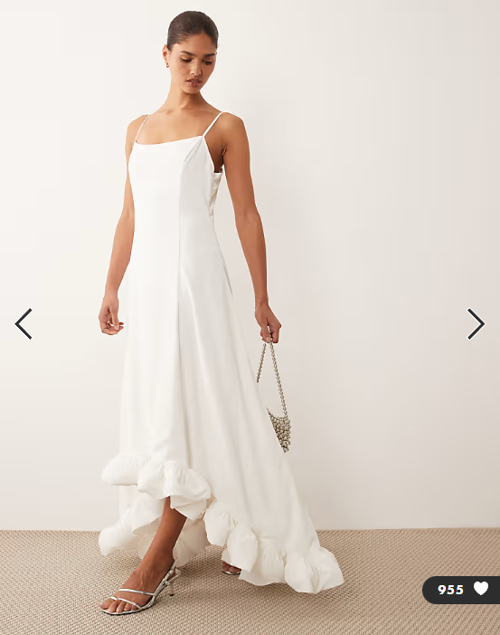 YAS cami maxi dress with exaggerated buble hem in gardenia white