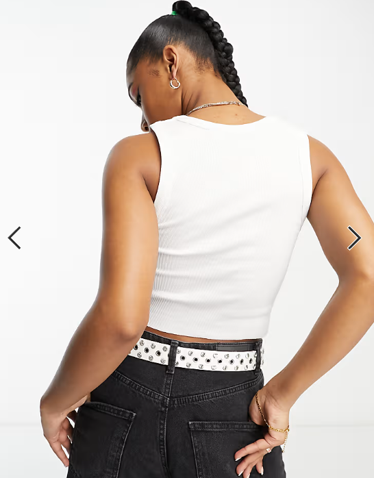COLLUSION rib vest top in white