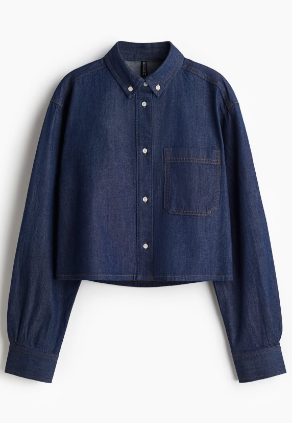 H&M -DENIM SHIRT - Dark Denim Blue