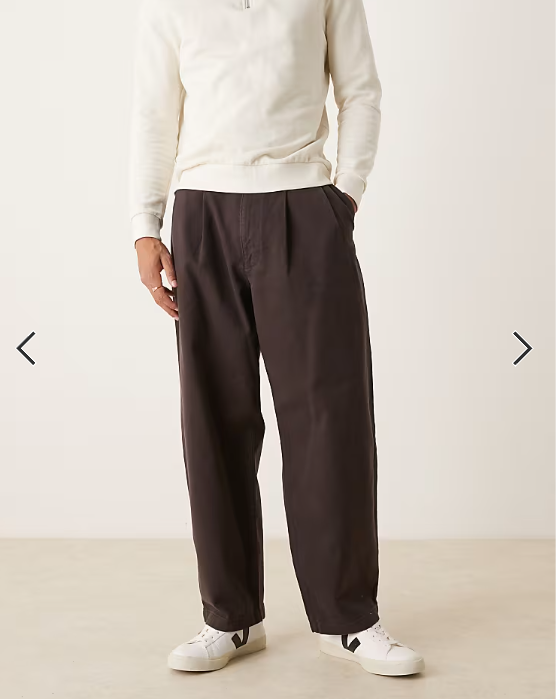 ASOS DESIGN loose trousers in brown with double pleats