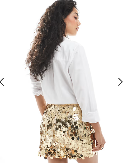 ASOS DESIGN mixed sequin mini skirt in gold