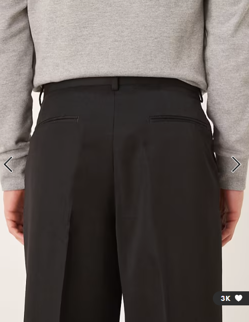 ASOS DESIGN smart pleated loose leg trousers in black