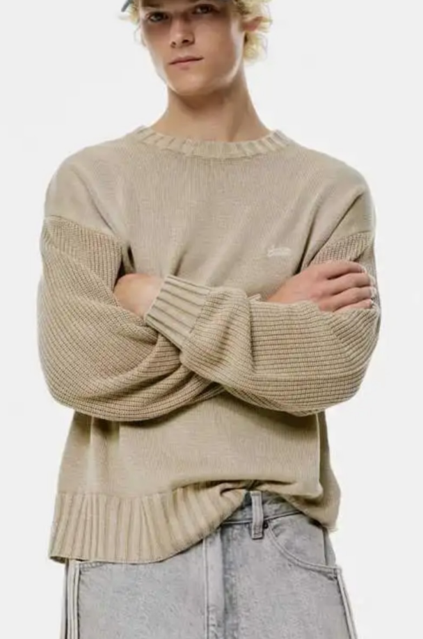Pull&Bear Acid-wash stwd sweater in sand