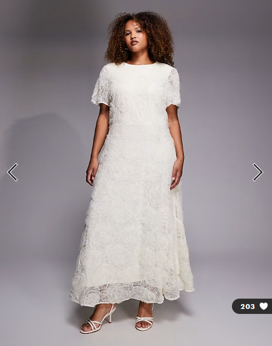 Forever New Curve Bridal lace midaxi dress in cream