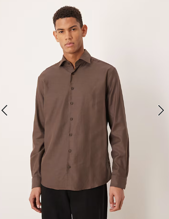 Mango premium 100% cotton shirt in brown