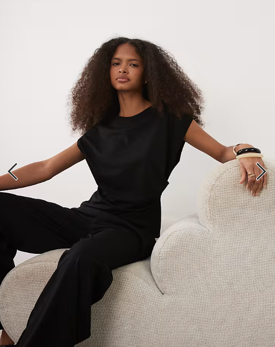 Mango Candelo cap sleeve nipped waist top co-ord in black