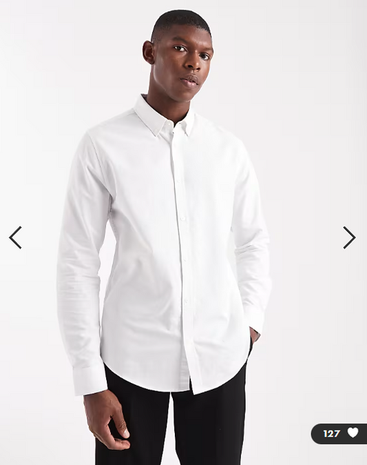 Threadbare long sleeve oxford shirt in white