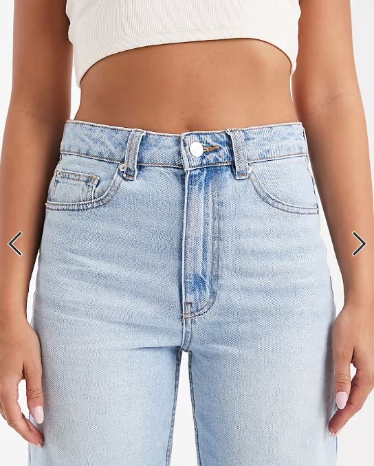 ASOS DESIGN wide leg dad jeans in lightwash with knee rips