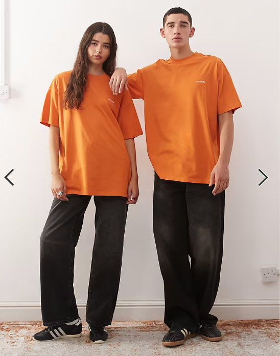 COLLUSION Unisex logo t-shirt in orange