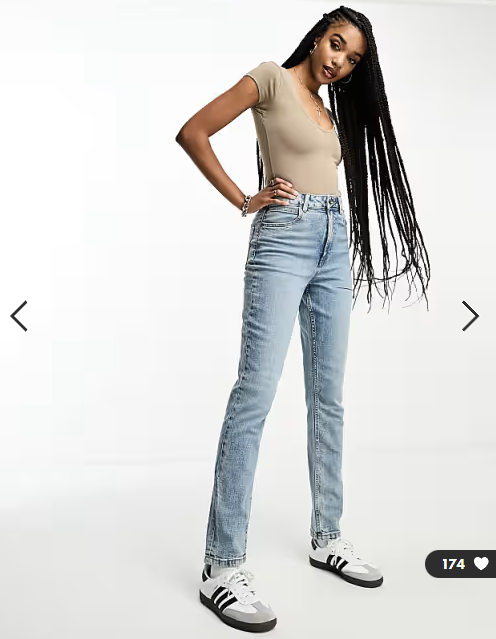 ASOS DESIGN Tall slim fit comfort mom jeans in mid blue