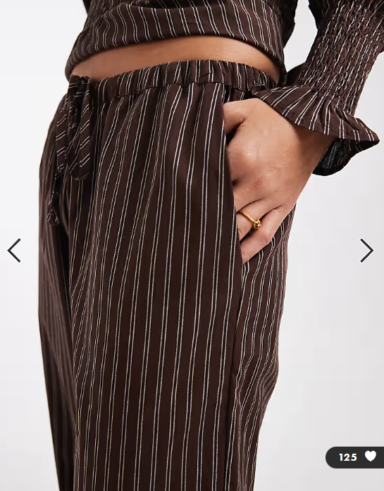 Daisy Street pull on drawstring trouser in brown stripe co-ord