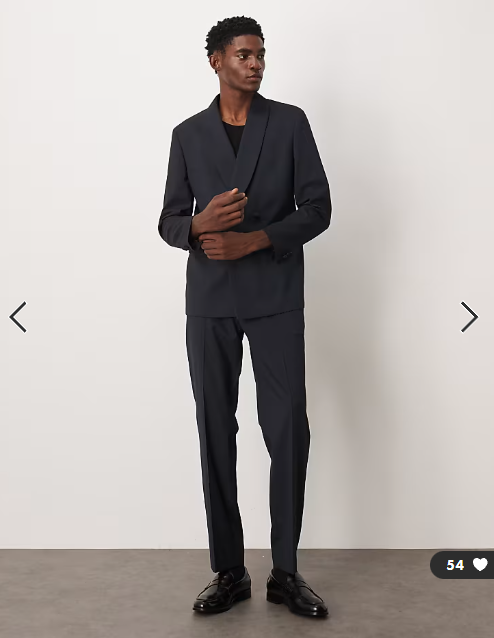 ASOS DESIGN straight pinstripe suit trousers in navy