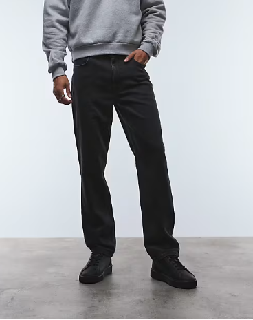 ASOS DESIGN straight leg jeans in washed black