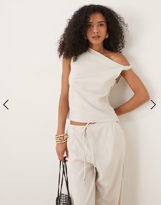 Mango sculpt twist shoulder vest top co-ord in ivory