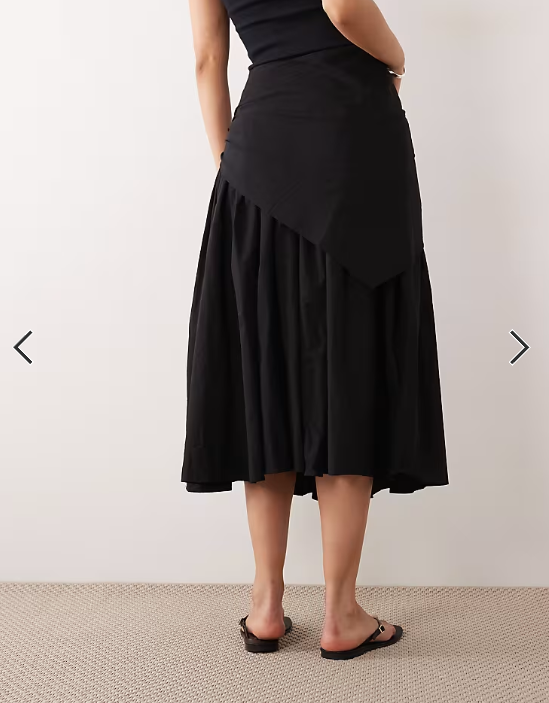 ASOS DESIGN cotton tie waist circle maxi skirt in black
