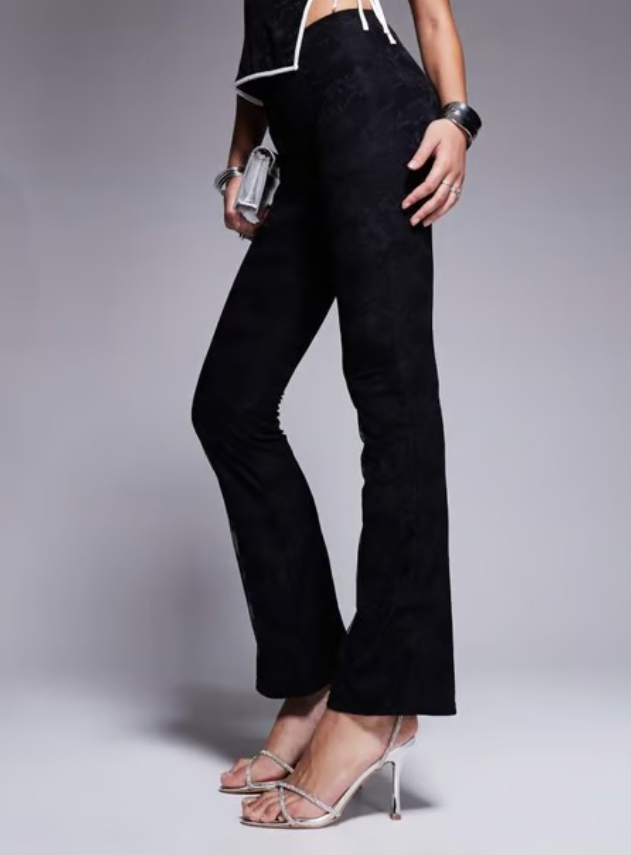 Kaiia exclusive lace flared trousers co-ord in black
