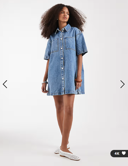 ASOS DESIGN short sleeve denim shirt dress in midwash blue