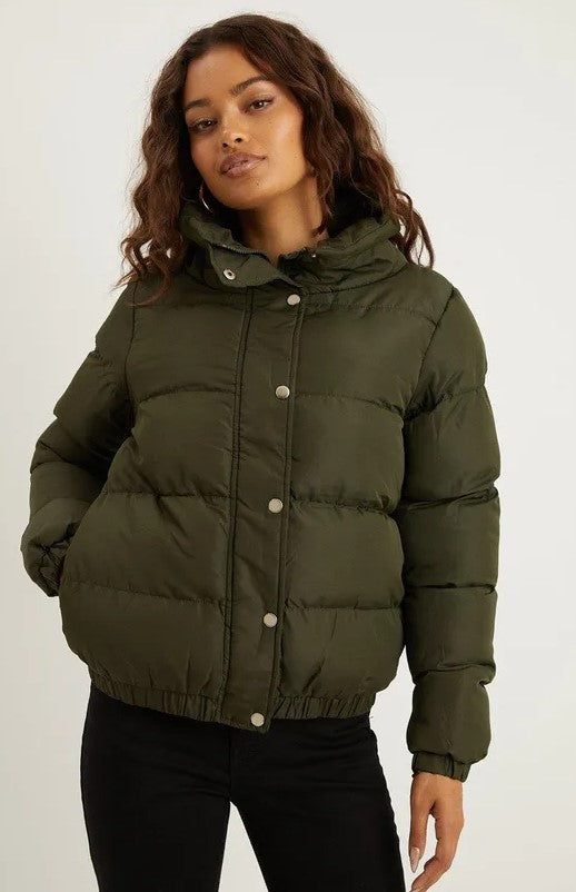 Petite Funnel Neck Short Padded Coat