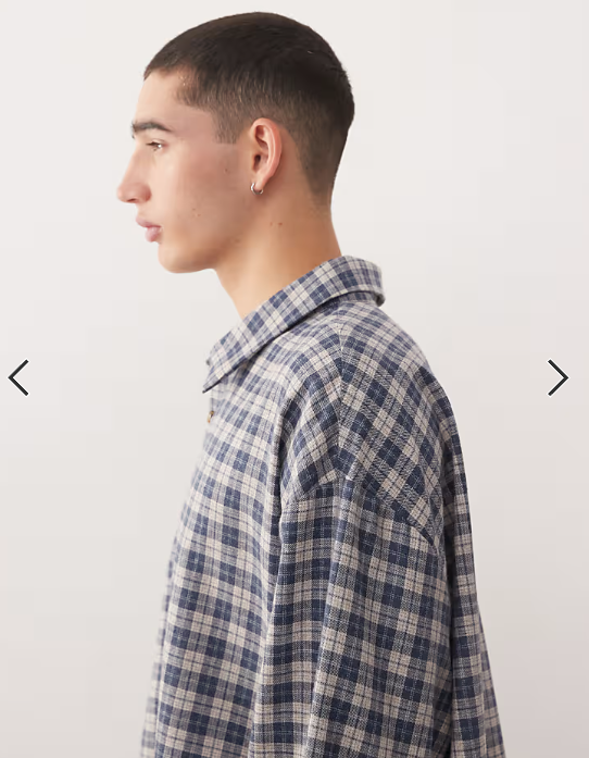Reclaimed Vintage boxy cropped shirt in brushed grey check