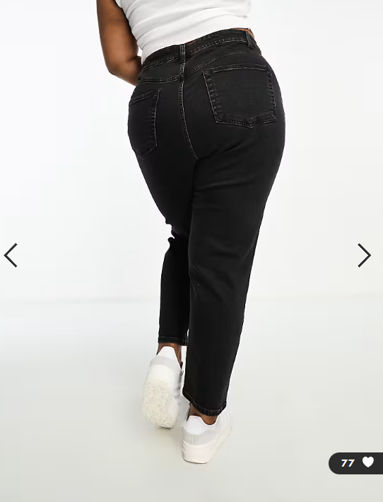 ASOS DESIGN Curve slim fit comfort mom jeans in washed black