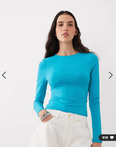 ASOS DESIGN polyamide slinky long sleeve top in teal