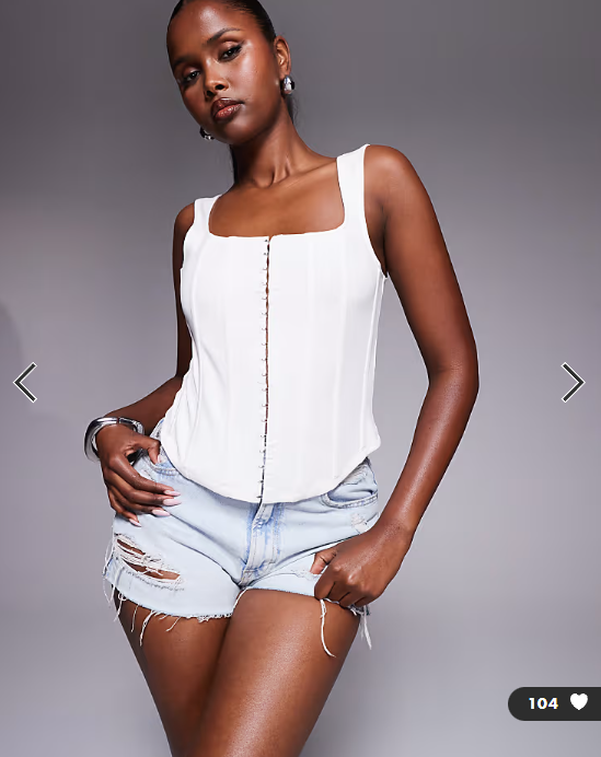 ASOS DESIGN corset top with eyelet front in ivory