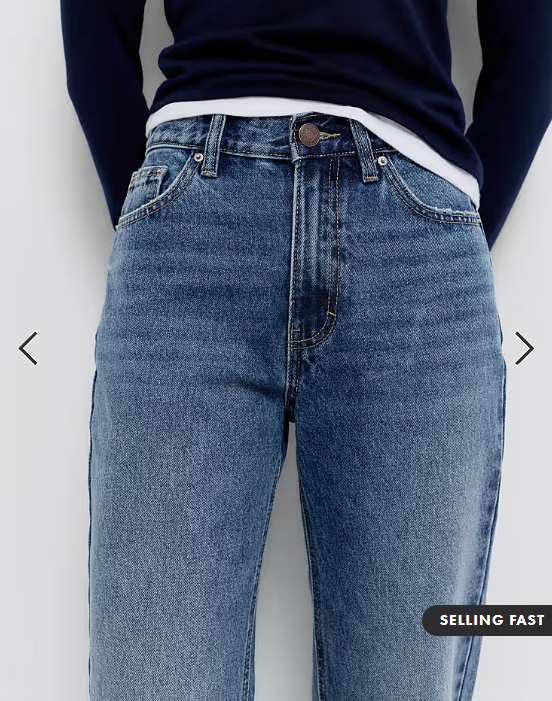 Pull&Bear Petite high-waist mom fit jeans in dark blue