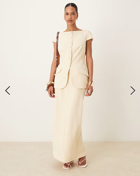 ASOS DESIGN moulded hip cap sleeve blazer yellow
