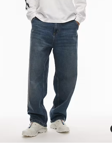 Carhartt WIP OG single knee loose fit denim jeans in dark vintage wash blue