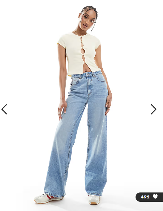 ASOS DESIGN Tall wide leg dad jeans in mid blue