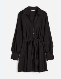 H&M - TIE-BELT DRESS- Black