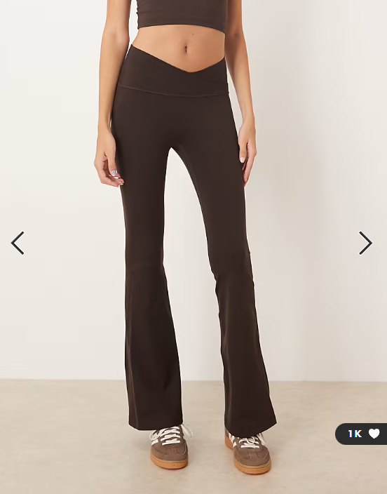 adidas Performance Three Stripes Studios crossover waistband flares in brown