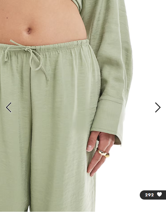 ASOS DESIGN modal tie waist wide leg trouser in olive co ord