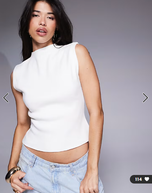 ASOS DESIGN knitted compact top in ecru