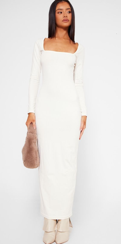 Plt - Petite Cream Cotton Square Neck Maxi Dress