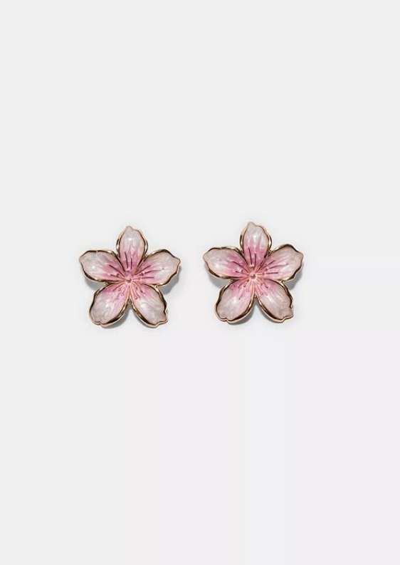 Enamelled flower earrings