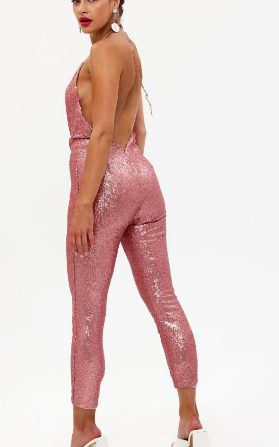 Loavies-Pink jumpsuit with sequins