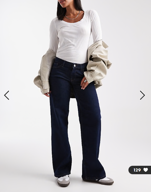 ONLY Judy low rise wide leg jeans in dark blue rinse