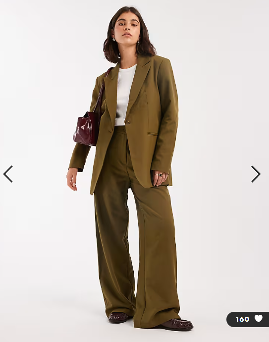 ASOS DESIGN tailored relaxed straight leg trousers in khaki
