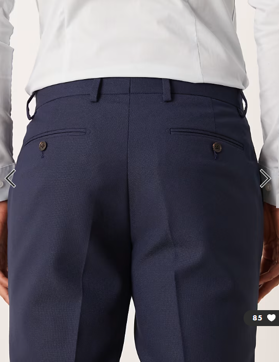 ASOS DESIGN slim suit trousers in navy texture