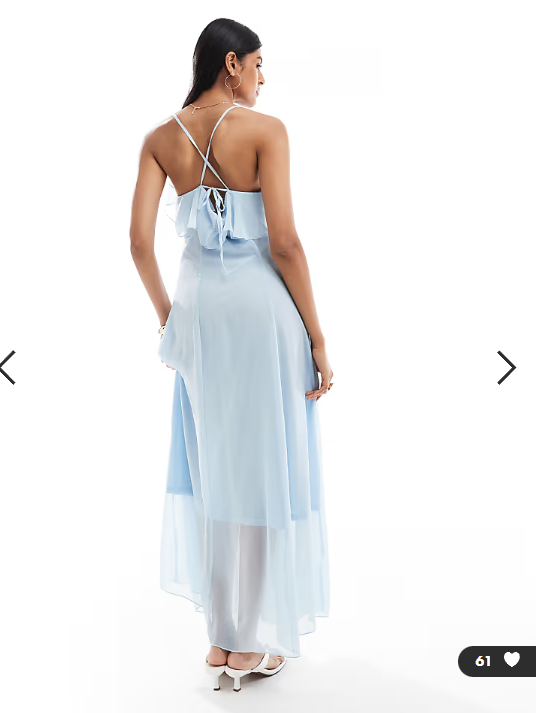 Vero Moda boho ruffle cami maxi dress in blue